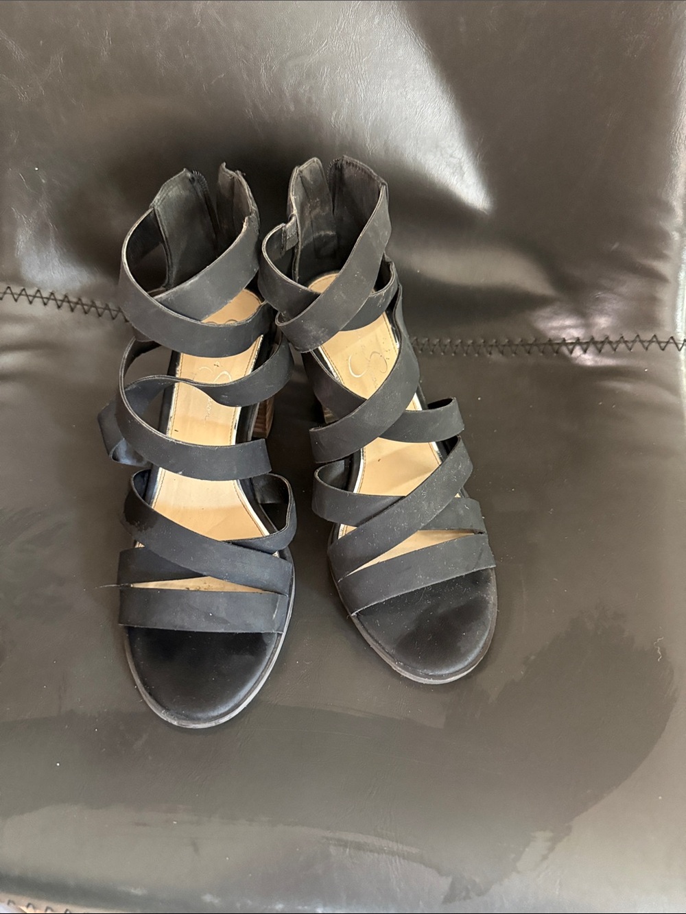 Jessica Simpson Black Strappy High Heel Sandals